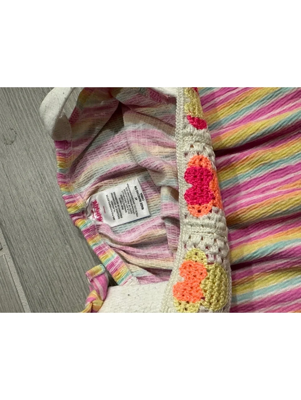 Mickey mouse Girls Striped Crochet Detail Summer Dress Size 6
